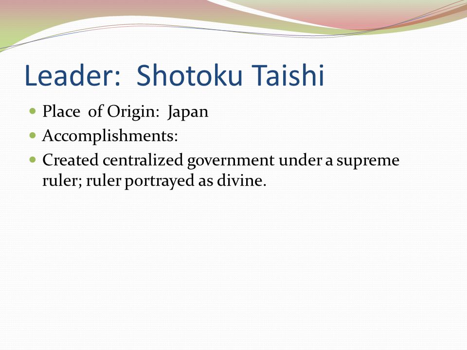 Leader: Shotoku Taishi