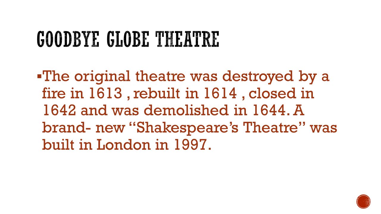Goodbye globe theatre