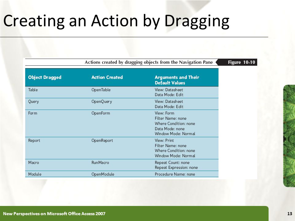 Creating an Action by Dragging