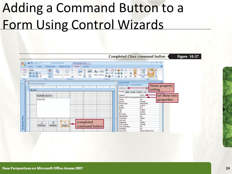 Adding a Command Button to a Form Using Control Wizards