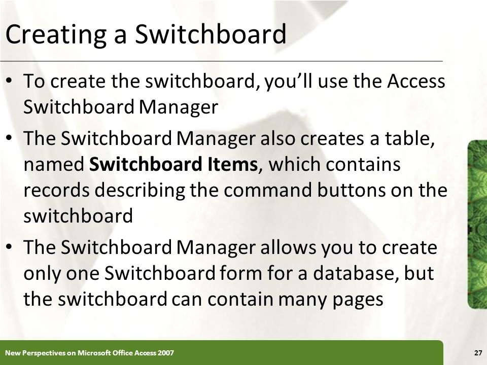 Creating a Switchboard