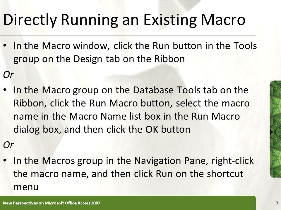 Directly Running an Existing Macro