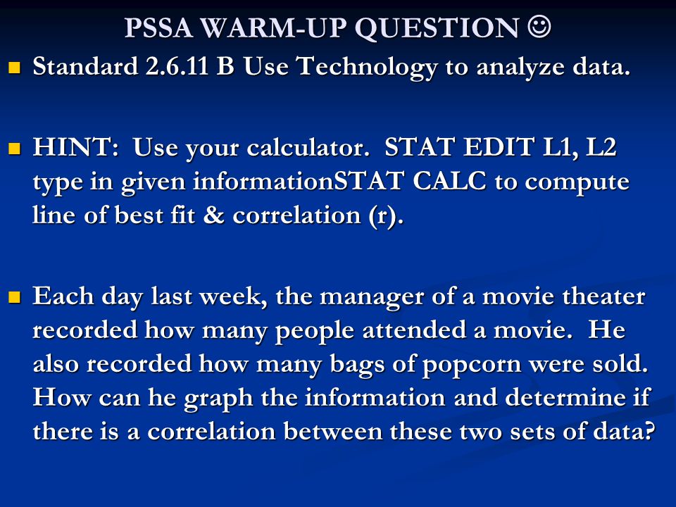 PSSA WARM-UP QUESTION 