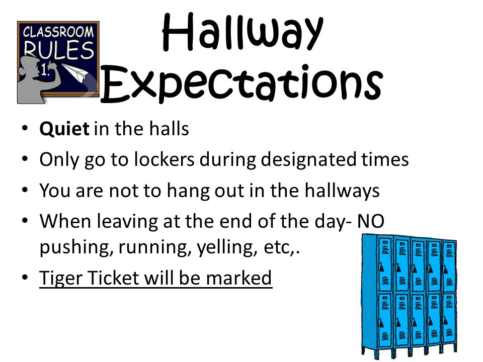 Hallway Expectations Quiet in the halls