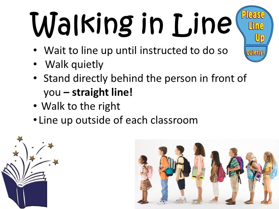 Walking in Line Wait to line up until instructed to do so Walk quietly