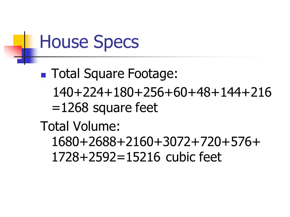 House Specs Total Square Footage: