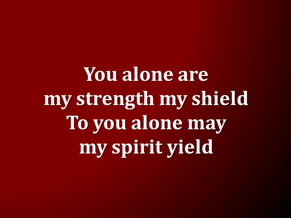 You alone are my strength my shield To you alone may my spirit yield