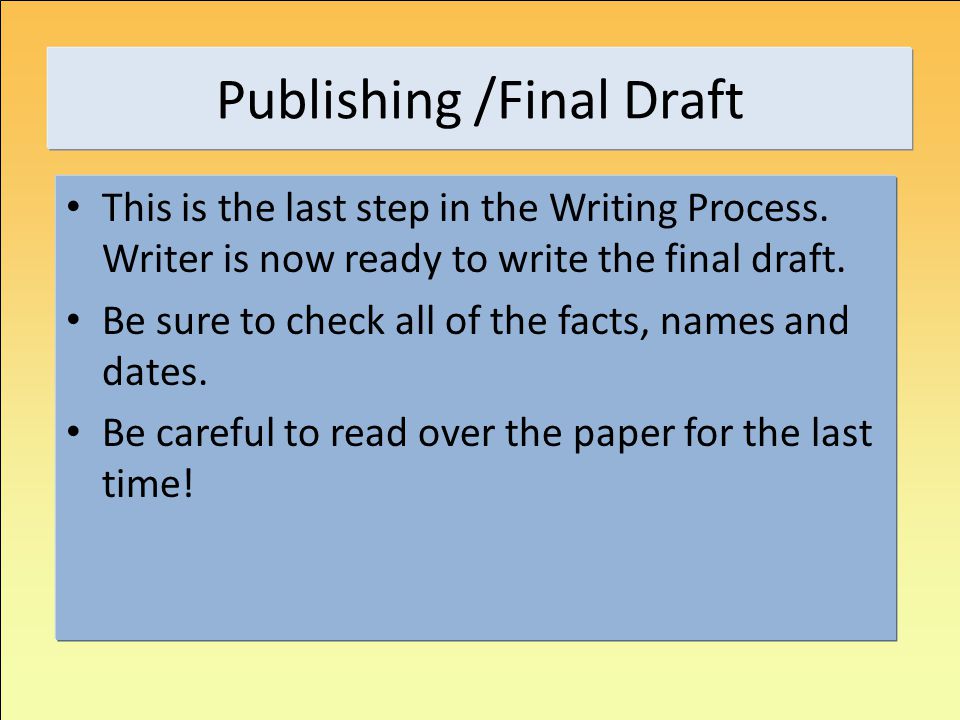 Publishing /Final Draft