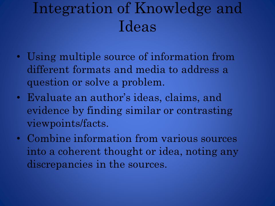 Integration of Knowledge and Ideas