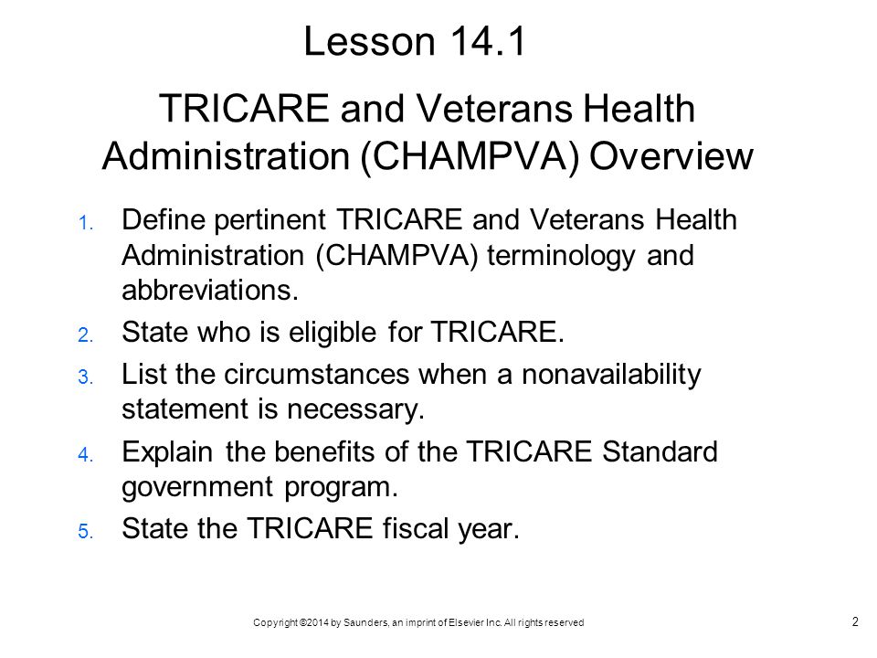 TRICARE and Veterans Health Administration (CHAMPVA) Overview