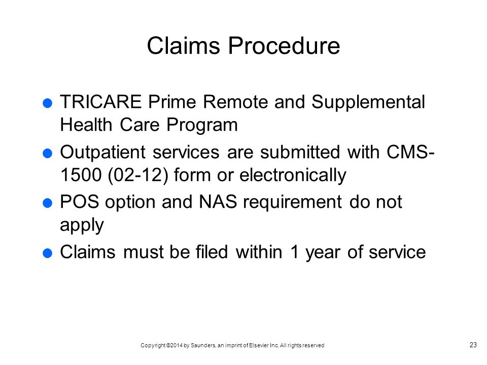 Claims Procedure TRICARE Prime Remote and Supplemental Health Care Program.