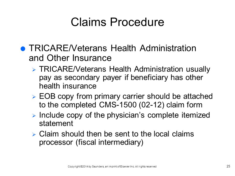 Claims Procedure TRICARE/Veterans Health Administration and Other Insurance.