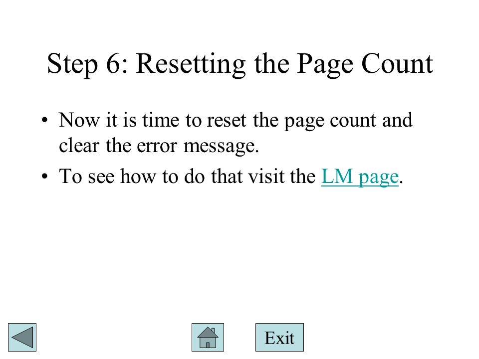 Step 6: Resetting the Page Count