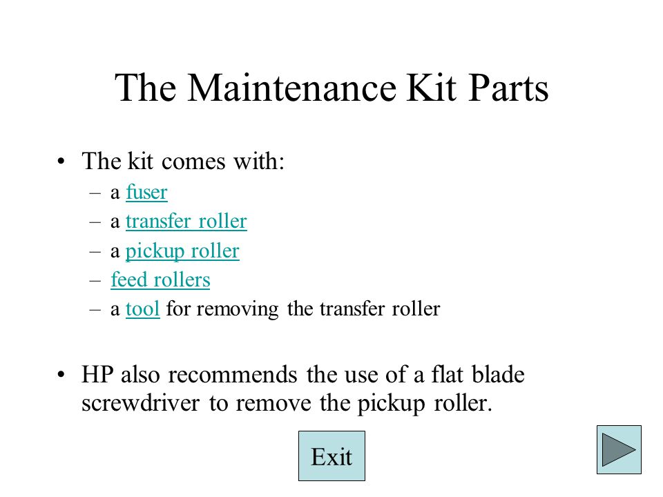 The Maintenance Kit Parts