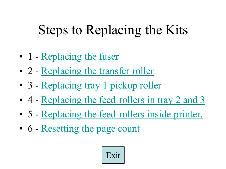Steps to Replacing the Kits