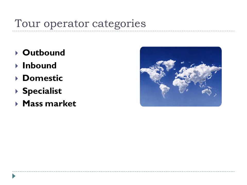 Tour operator categories