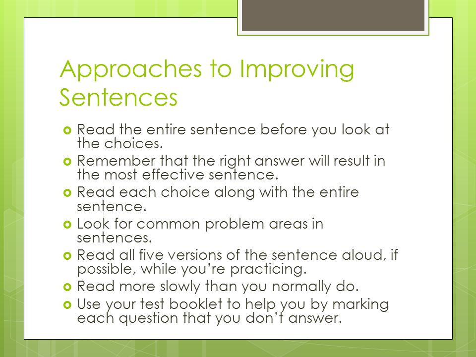 Approaches to Improving Sentences