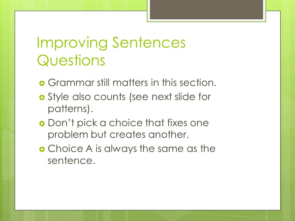 Improving Sentences Questions