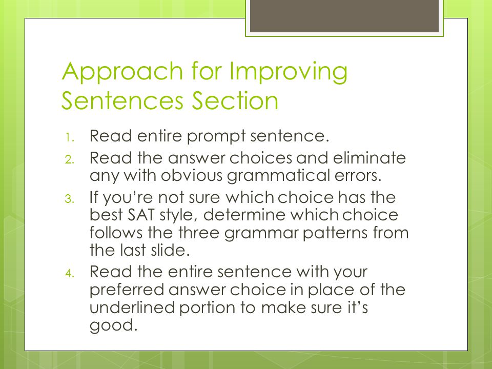 Approach for Improving Sentences Section