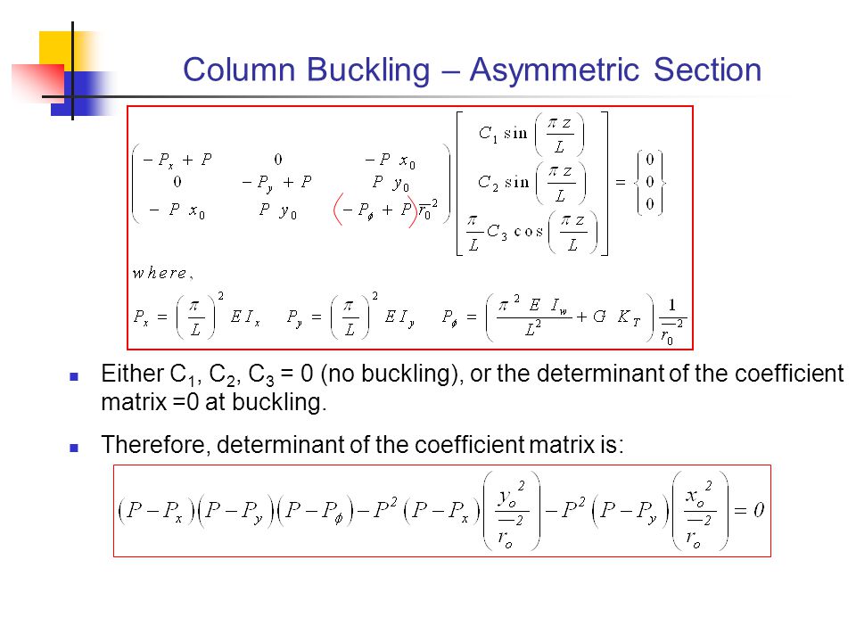 Column Buckling – Asymmetric Section