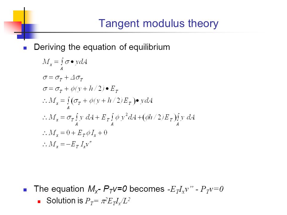 Tangent modulus theory