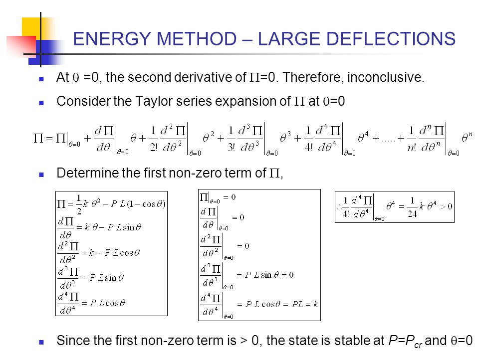 ENERGY METHOD – LARGE DEFLECTIONS