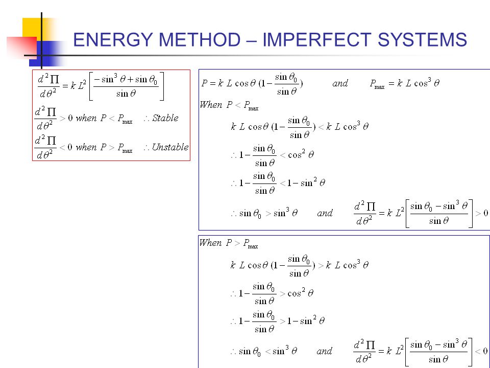 ENERGY METHOD – IMPERFECT SYSTEMS