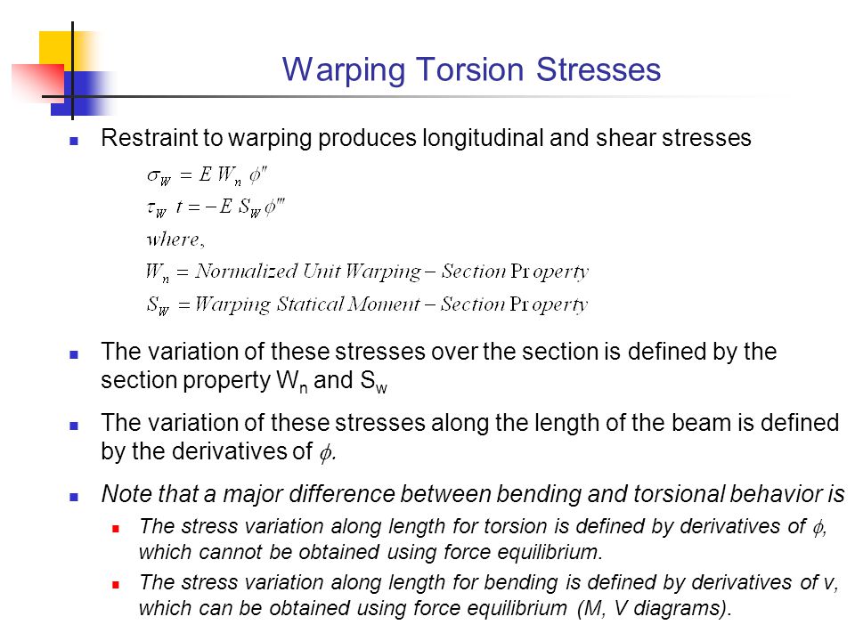 Warping Torsion Stresses