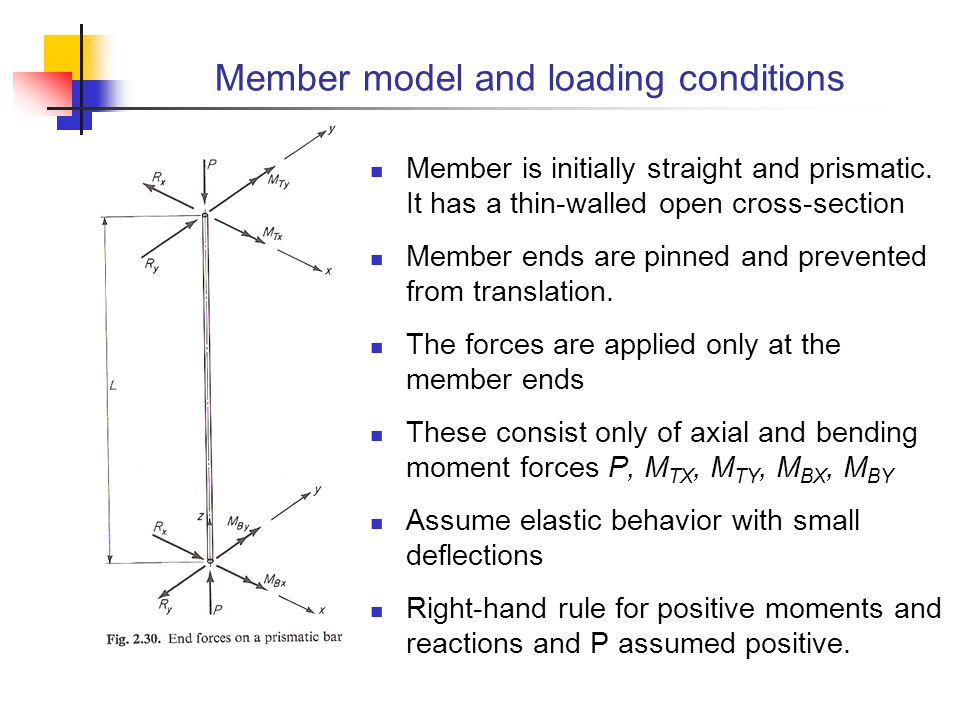 Member model and loading conditions