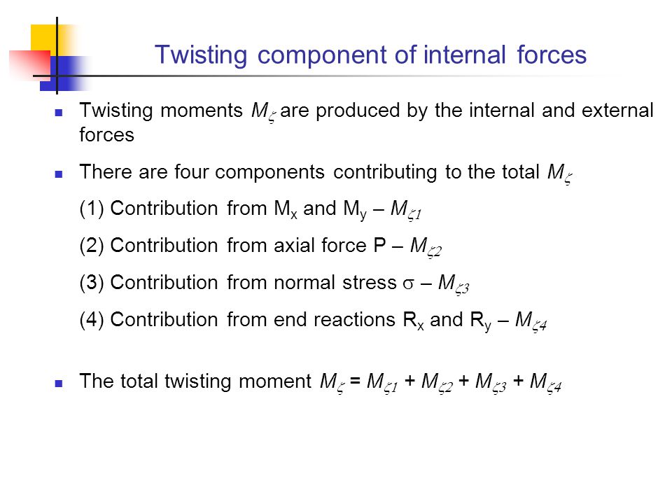 Twisting component of internal forces