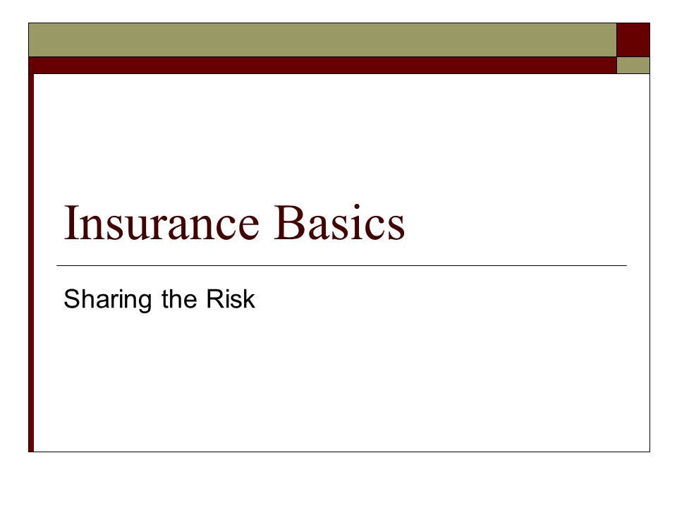 Insurance Basics Sharing the Risk