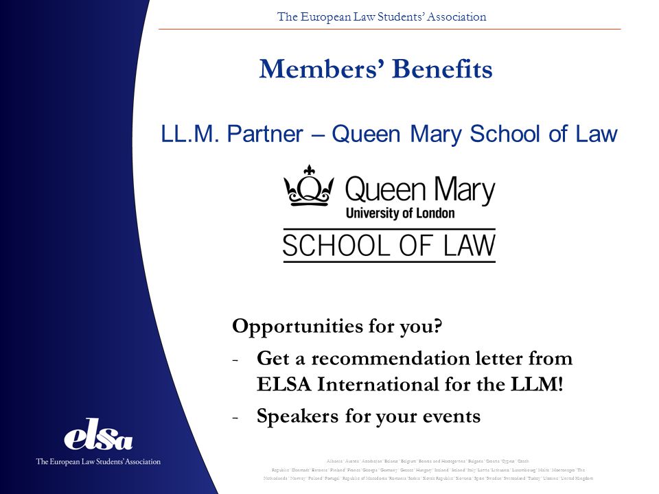 Members’ Benefits LL.M. Partner – Queen Mary School of Law