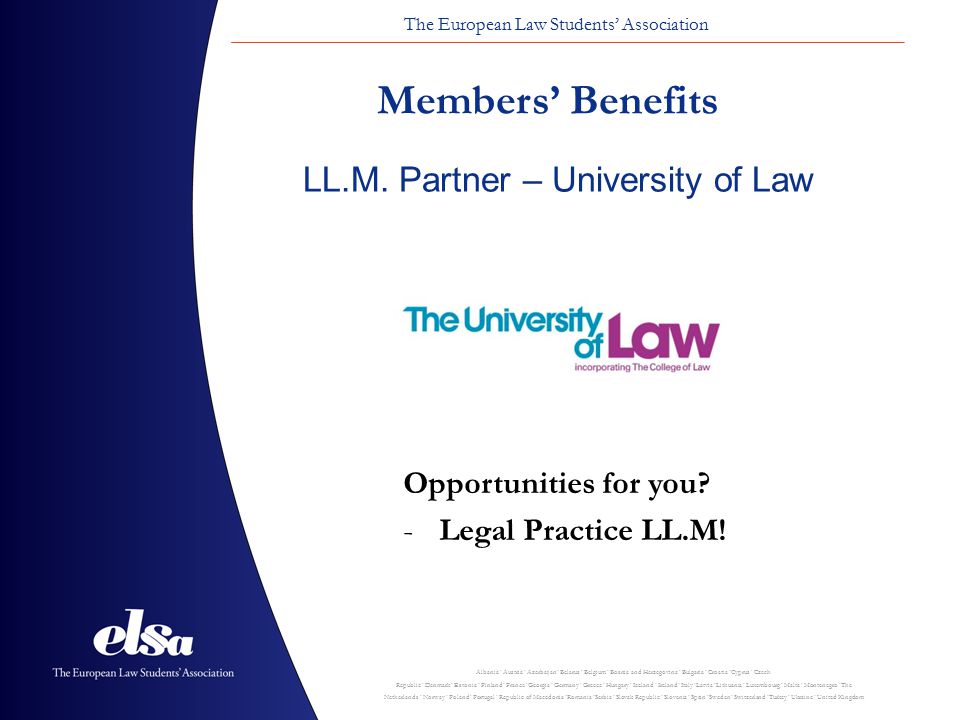 Members’ Benefits LL.M. Partner – University of Law
