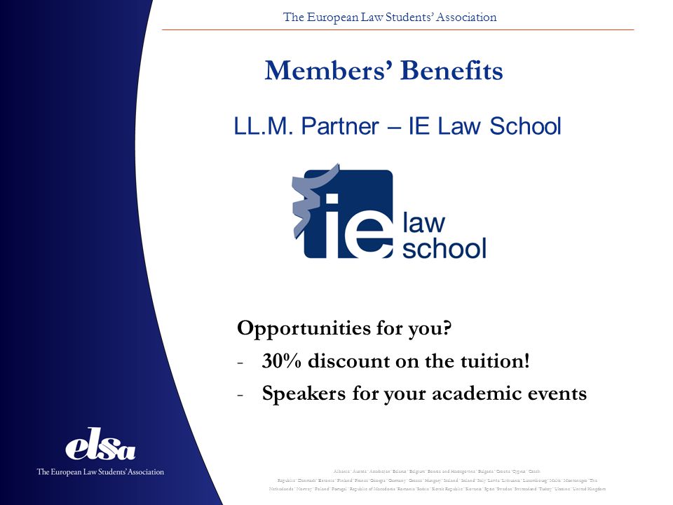 Members’ Benefits LL.M. Partner – IE Law School Opportunities for you