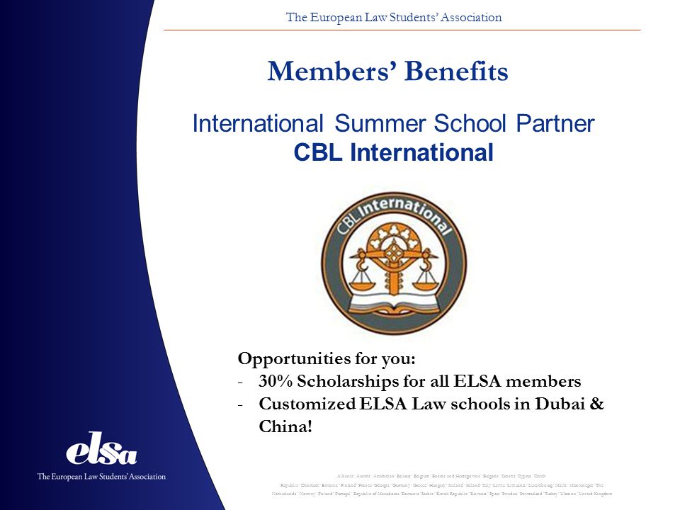 Members’ Benefits International Summer School Partner