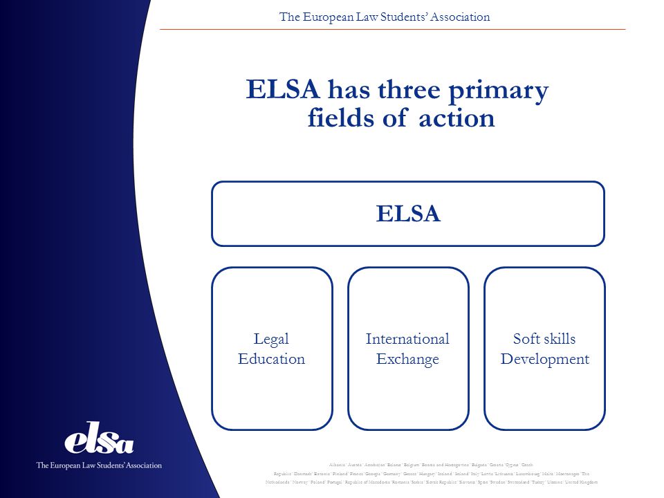 ELSA has three primary fields of action