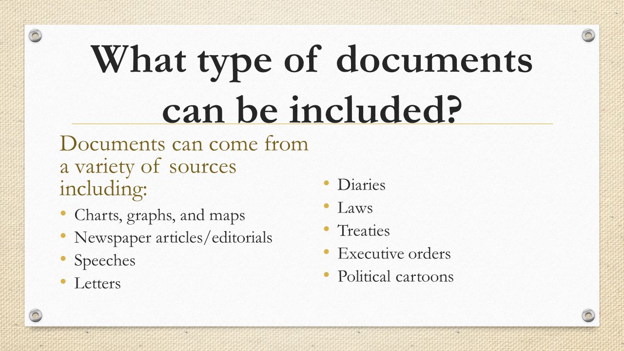 What type of documents can be included