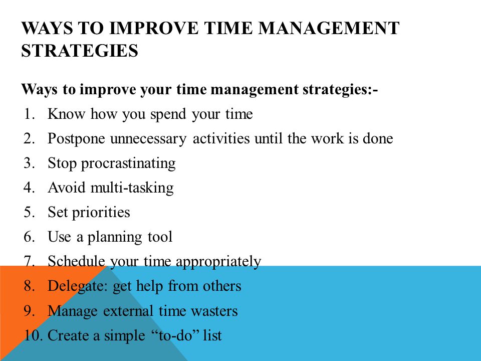 WAYS TO IMPROVE TIME MANAGEMENT STRATEGIES