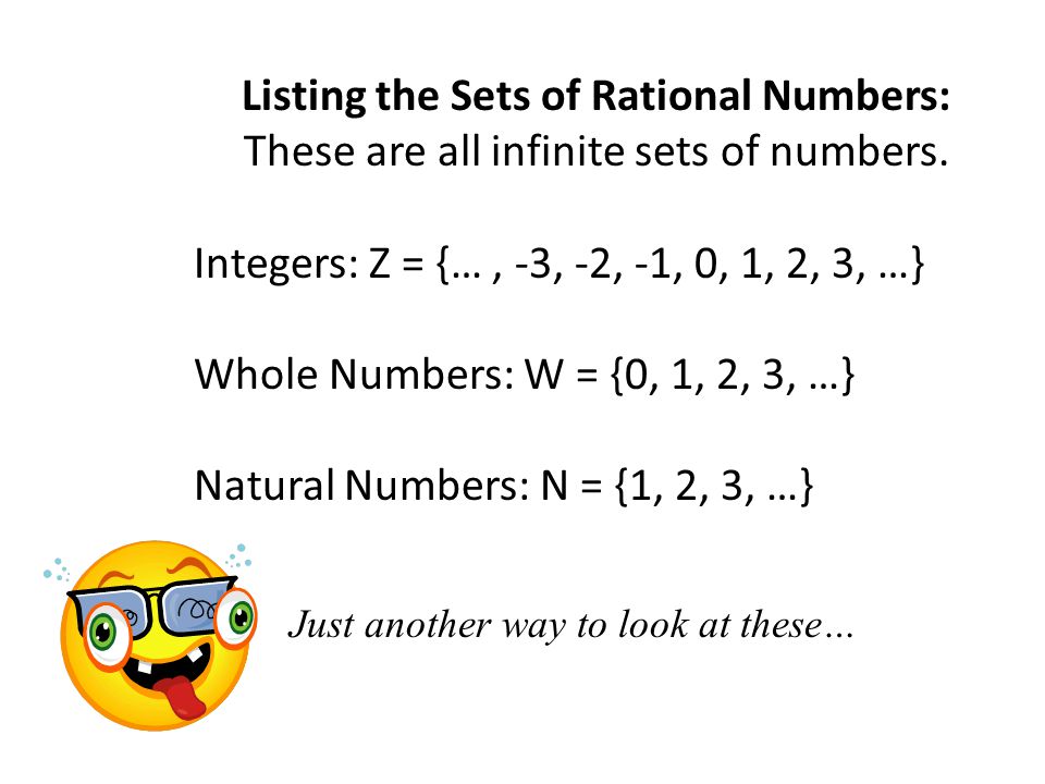 Listing the Sets of Rational Numbers: