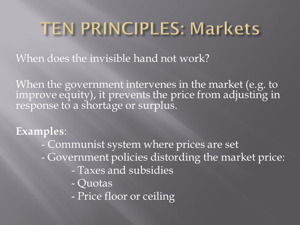 TEN PRINCIPLES: Markets