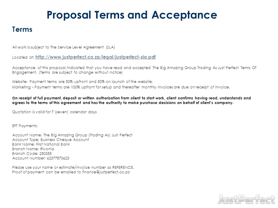 Proposal Terms and Acceptance