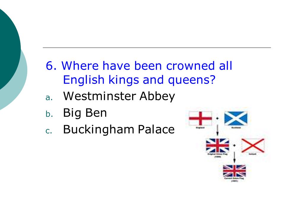 6. Where have been crowned all English kings and queens