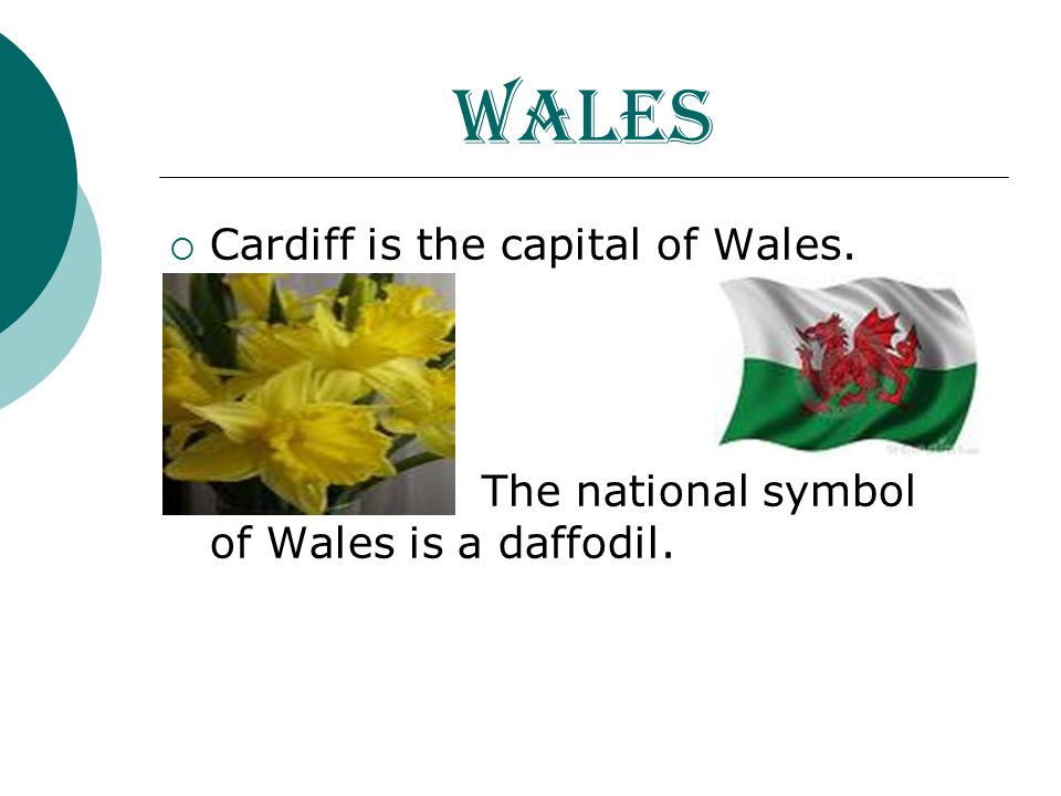 Wales Cardiff is the capital of Wales.