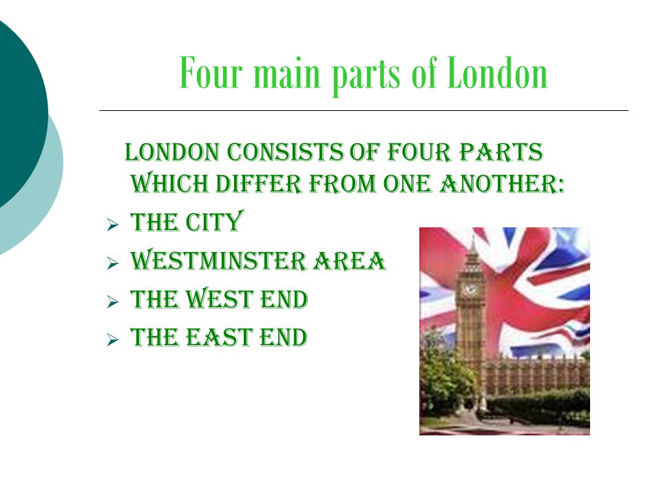 Four main parts of London