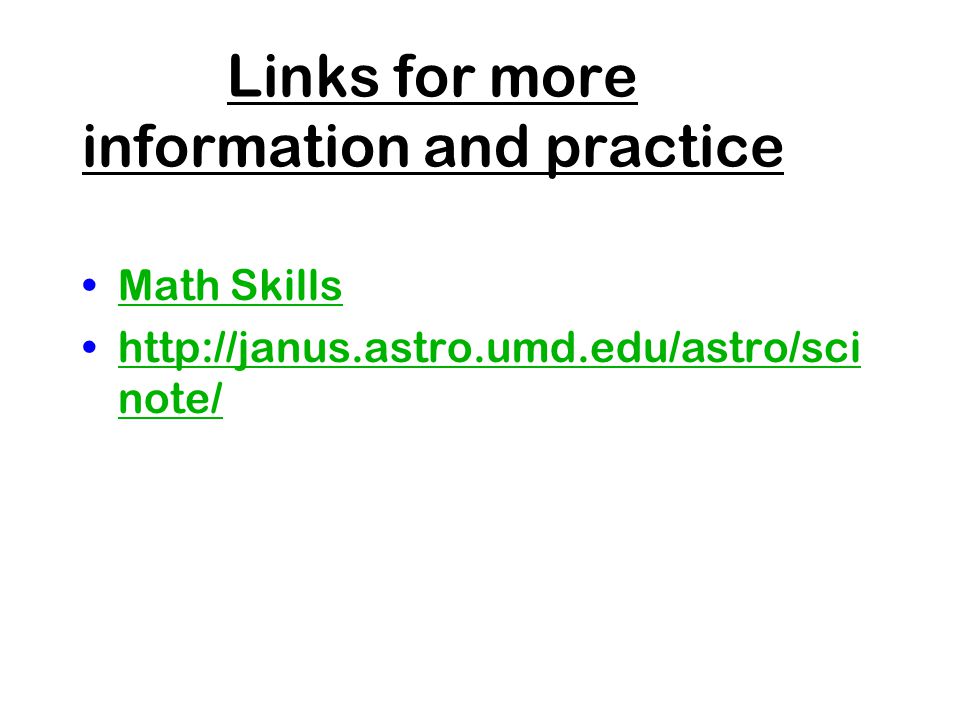 Links for more information and practice