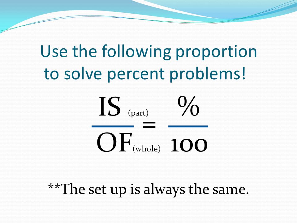 Use the following proportion to solve percent problems!