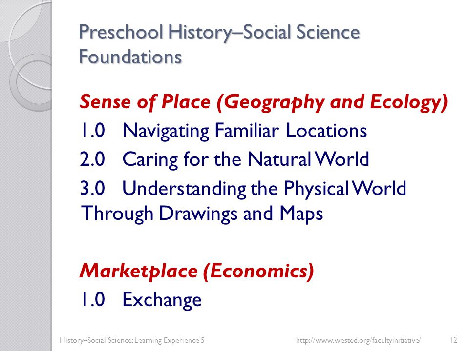 Preschool History–Social Science Foundations