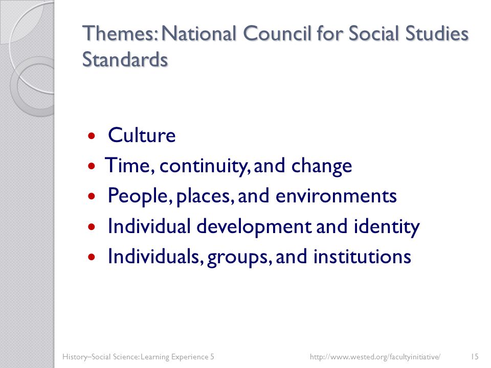 Themes: National Council for Social Studies Standards