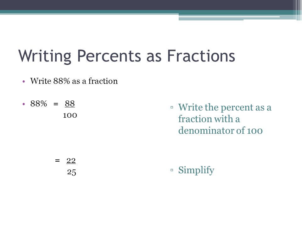 Writing Percents as Fractions