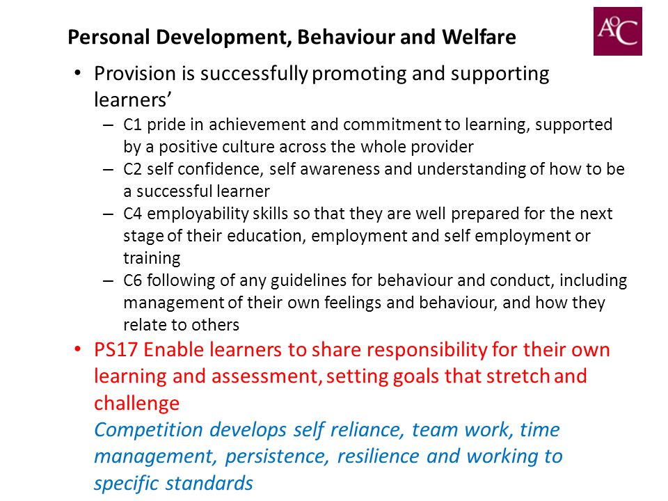 Personal Development, Behaviour and Welfare